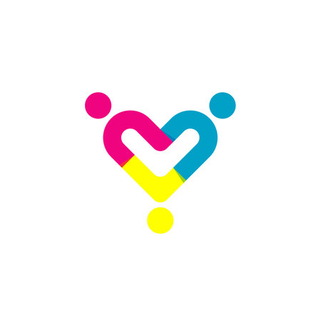 People Logo With Love Symbol In Isolated White Background