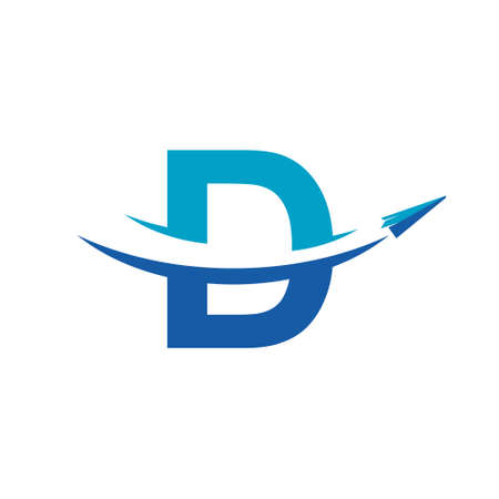 Letter D Paper Airplane Travel Logo Design Inspirationのイラスト素材