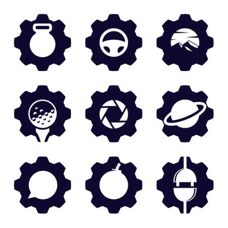 Set Of Silhouette Gear designのイラスト素材