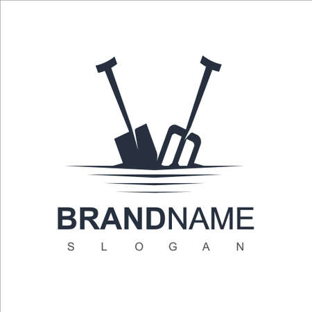 Shovel Logo Design Vector For Farm And Mining Symbolのイラスト素材