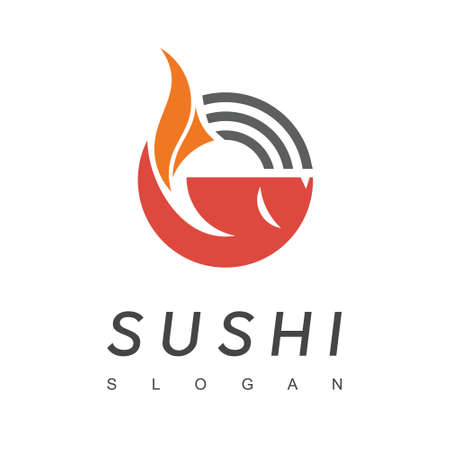 Sushi Logo Design With Fish Symbolのイラスト素材