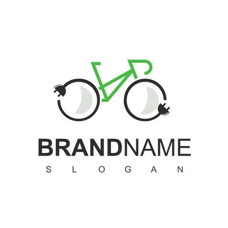 Electric Bike Logo Design Vector, Eco Friendly Bicycle Symbolのイラスト素材