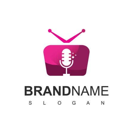 Podcast Channel Logo Design Templateのイラスト素材
