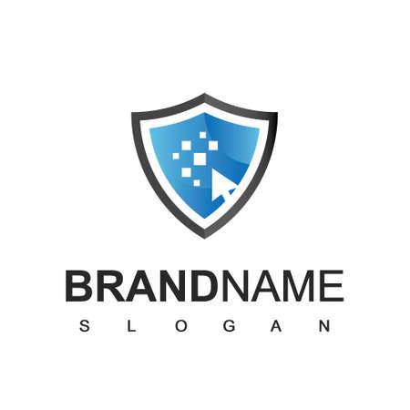 Shield Logo, Cyber Secure And Strong Symbolのイラスト素材