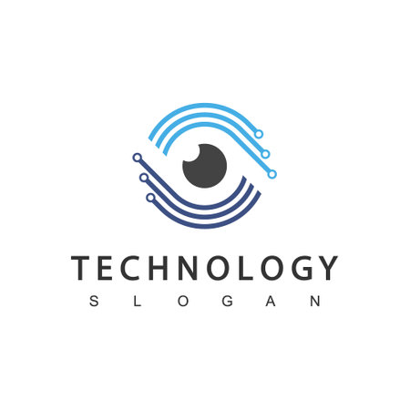 Eye Logo, Circle Eye With Circuit Of Technology Illustration Templateのイラスト素材