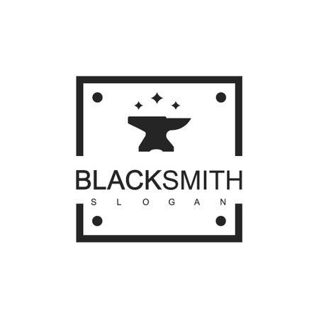 Blacksmith Logo Design Template With Anvil Icon Illustrationのイラスト素材