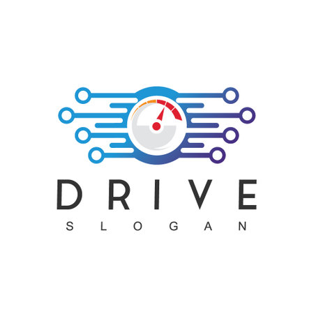 Car Drive Logo Template, Speedometer, Racing Team With Technology Symbolのイラスト素材
