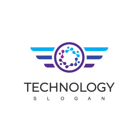 Technology Logo Design Template With Molecule Symbolのイラスト素材