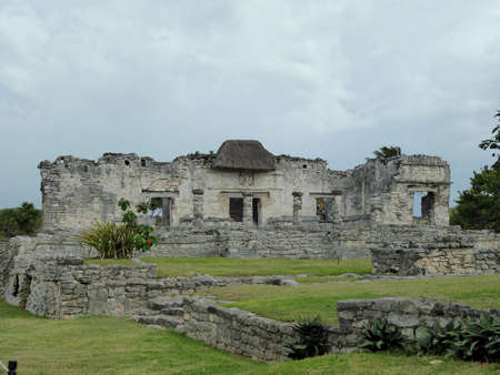 Maya pyramid temple ruins Tulum in Yucatan in Mexicoの写真素材