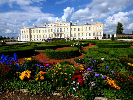 Rundale palace and colorful baroque park in Latvia near Bauskaのeditorial素材