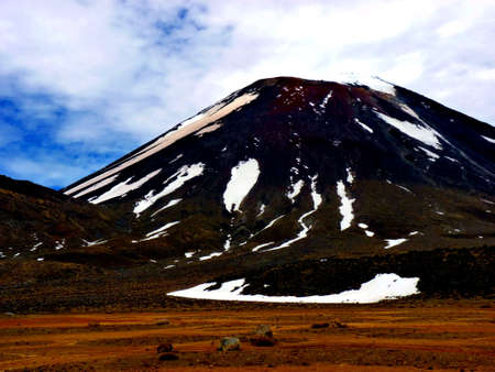 Tongariro vulcano crossing hiking in geothermal National Park in New Zealandの写真素材