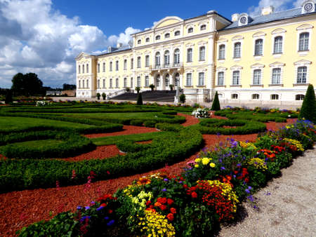 Rundale palace and colorful baroque park in Latvia near Bauskaのeditorial素材