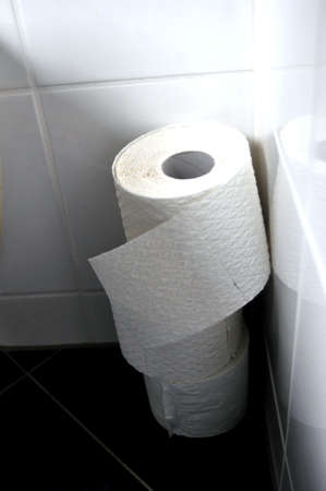 Toilet paper rolls at home of hoarder hoarding amidst panic buying for corona virus outbreak shortage.の写真素材