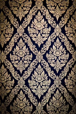 Thai art wall pattern in templeの写真素材