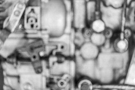 Blur background complex workings is part of the old engine, Image of monochromeの写真素材