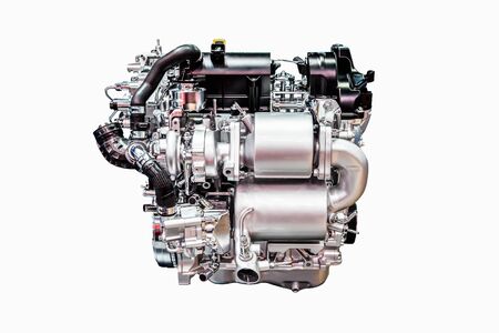 modern powerful car engine isolated on white background.の写真素材