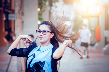 Asia women in free day relax at cityの写真素材