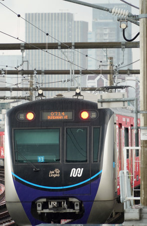 Jakarta, Indonesia: Mass Rapid Transit (MRT) train transport near fatmawati Station Jakarta, in...