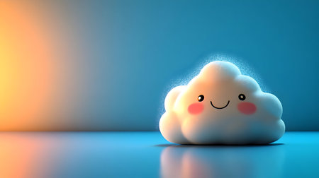 Happy Cloud 3D Render Illustrationの素材