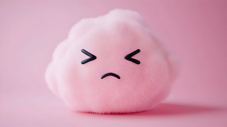 Pink Fluffy 3D Sad Emoji Illustrationの素材