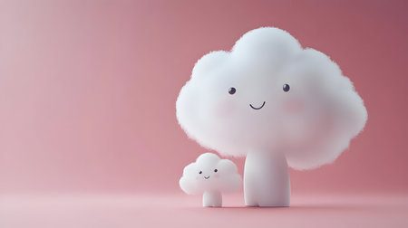 Cute Cloud Characters 3D Illustrationの素材