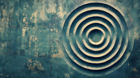 Teal Abstract Background with Concentric Circles Illustrationの素材