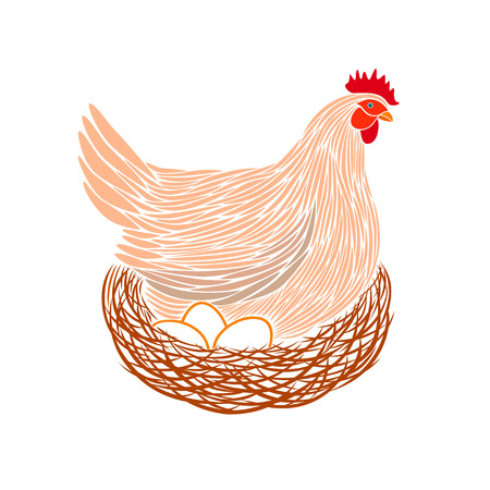 Colorful hen and eggs logo.のイラスト素材