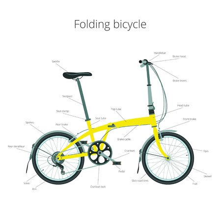 Folding bike isolated with text. Compact bicycle sign.のイラスト素材