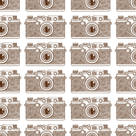 Old camera seamless pattern on white.のイラスト素材