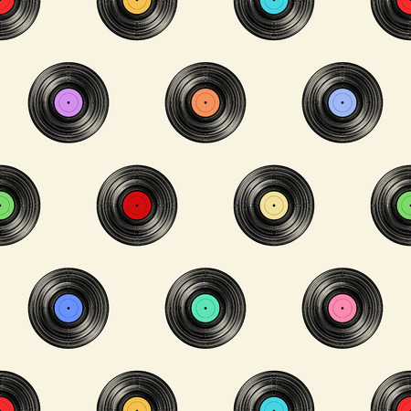 Vinyl pattern in light background. Retro style.のイラスト素材