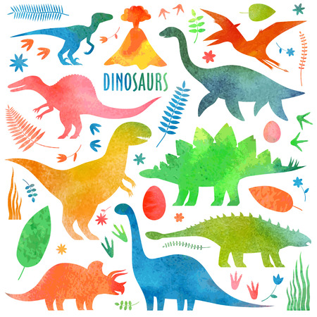 Watercolor dinosaurus set.のイラスト素材