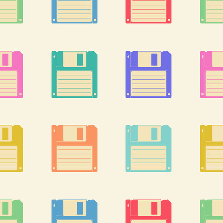 Diskette seamless pattern on light background.のイラスト素材