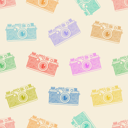 Old camera seamless pattern on light background.のイラスト素材
