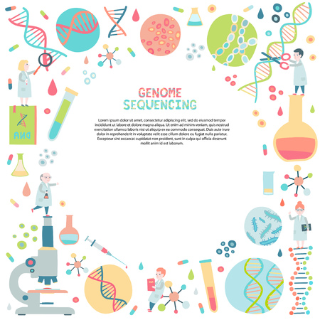 Genome sequensing elements with circle.のイラスト素材