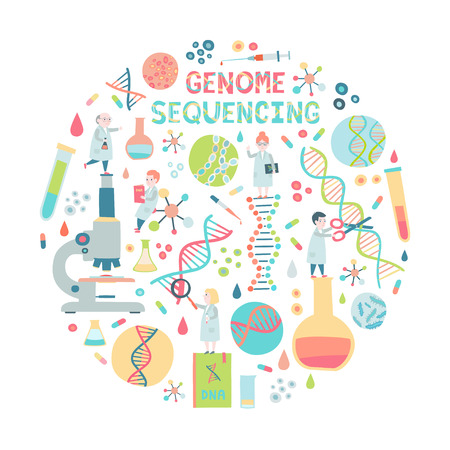 Genome sequensing elements in circle.のイラスト素材