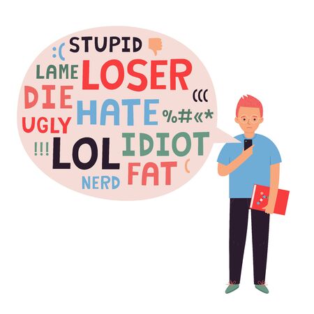 Cyber bulling. Abusive messages. Vector illustration isolated on white.のイラスト素材
