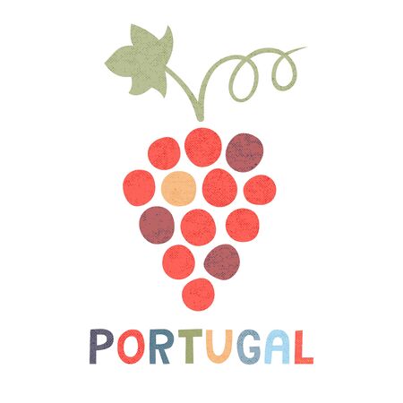 Portugal, grapes icon. Vector illustration isolated on white.のイラスト素材