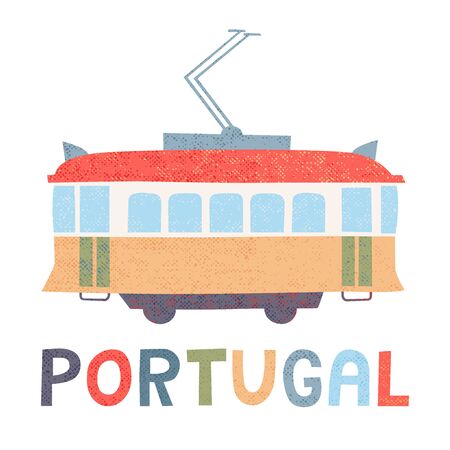 Portugal tram. Vector illustration. Isolated on white.のイラスト素材