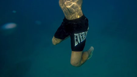 Panoramic scene View under water
