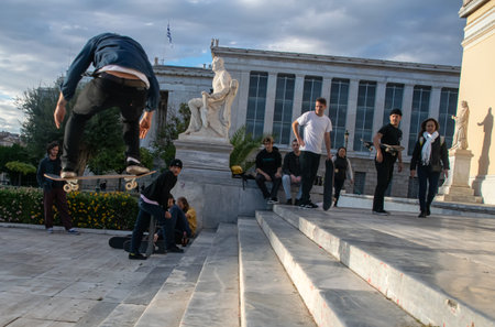 LIFE STYLE SCENE MAN SKATING AND STREET PHOTOGRAPHY, ATHENS