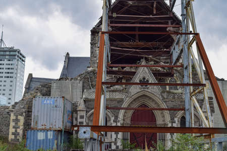 HISTORICAL CHURCH IN CHRISTCHURCH, NEW ZEALAND AFTER A EARTHQUAKE, NOVIEMBER, 2017のeditorial素材