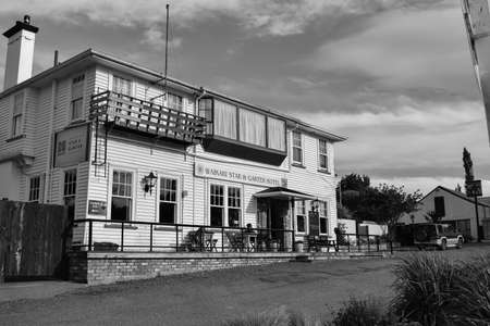 BLACK AND WHITE BACKGROUND FROM AN OLD TOWN, TEXAN STYLE, NEW ZEALAND, CANTERBURY 2017のeditorial素材