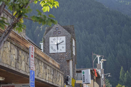ARCHITECTURAL WOOD AND STONE CLOCK FROM QUEENSTOWN, NEW ZEALANDのeditorial素材
