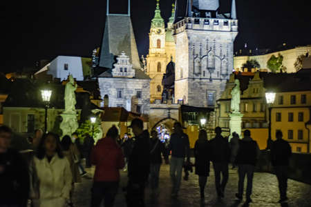 PANORAMIC NIGHT LIFE STYLE SCENE FROM PRAGUE, CZECH REPUBLIC, SEPTEMBER, 2019のeditorial素材