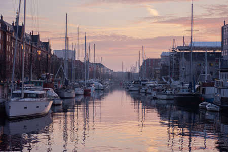 colorfull sunset on the city, Copenhague denmark 2019のeditorial素材