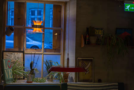WINDOW FROM INTERIOR OF THE HOUSE, COPENHAGUE, DENMARK, MARCH 2019のeditorial素材