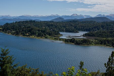 seven lakes Patagonia, Argentina green and blueの写真素材