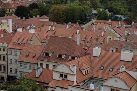 Panoramic top view scene from Prague, CZECH REPUBLIC, SEPTEMBER, 2019のeditorial素材