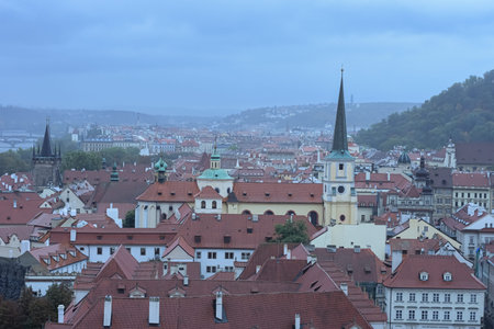 PANORAMIC TOP VIEW SCENE FROM PRAGUE, CZECH REPUBLIC, SEPTEMBER, 2019のeditorial素材