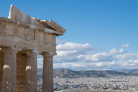 HISTORICAL ARCHITECTURE SCENE FROM ACROPOLIS, GREECE, ATHENS 2018の写真素材